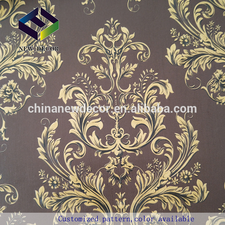 Modern 3d Embossed Luxury Brown Pvc/vinyl Wallpaper - Papier Peint Marron Luxe - HD Wallpaper 