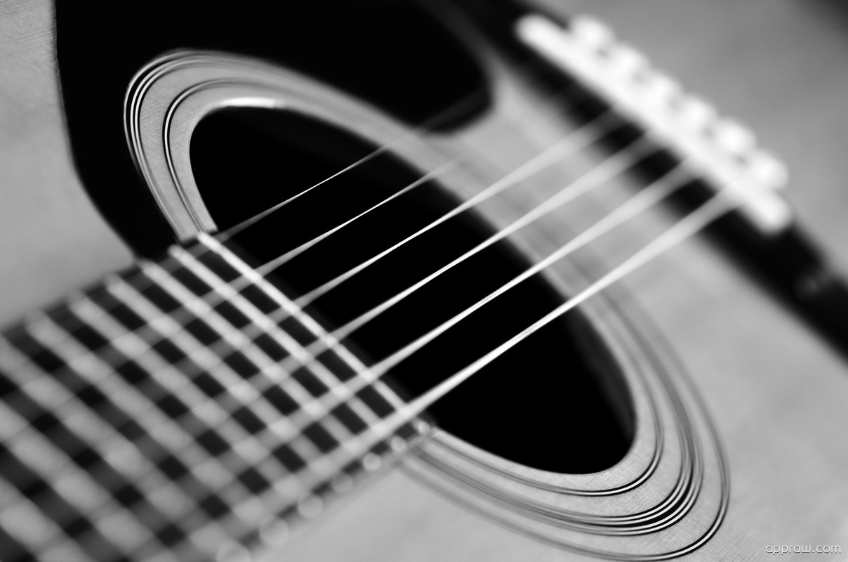Classical Guitar Black And White - HD Wallpaper 