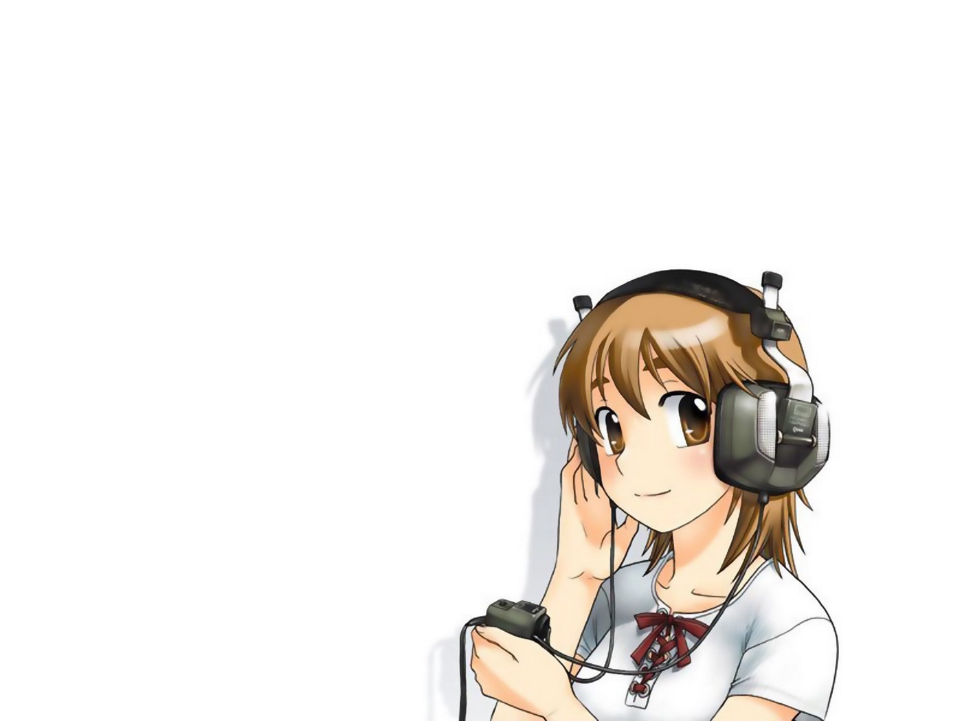 Wallpaper Girl, Cute, Smile, Headphones, Music - Девушка В Наушниках С Телефоном Картинка - HD Wallpaper 