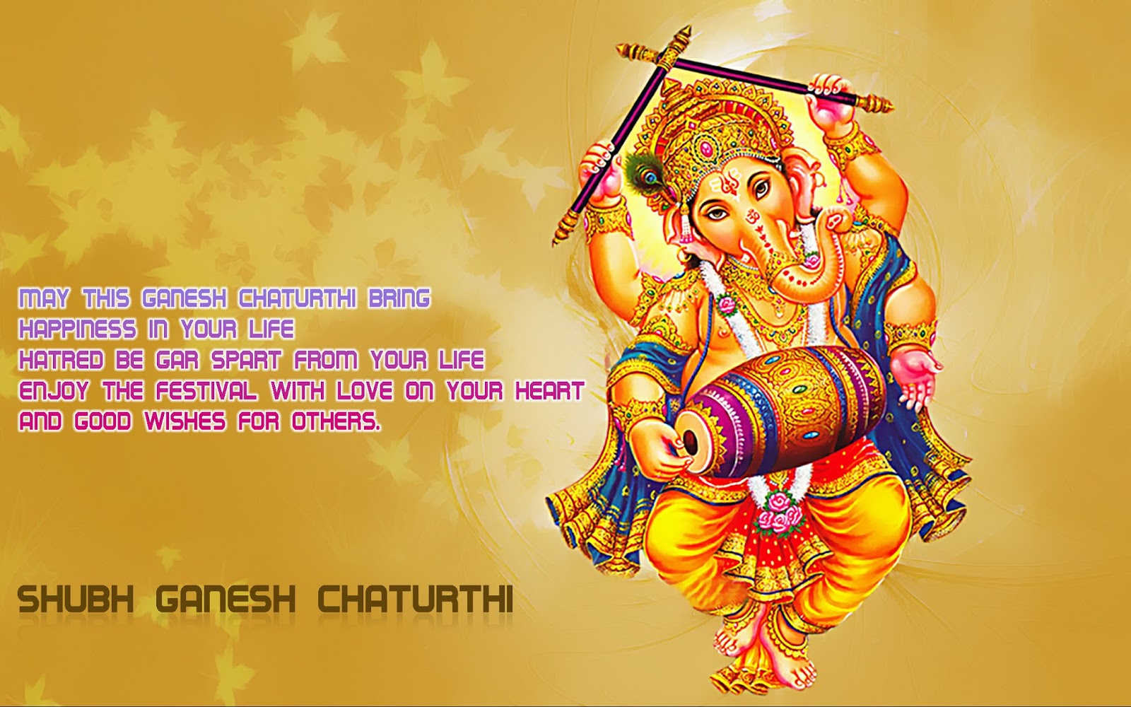 Beautiful Ganesh Chaturthi Wishes Cards - Happy Diwali With Ganesh - HD Wallpaper 