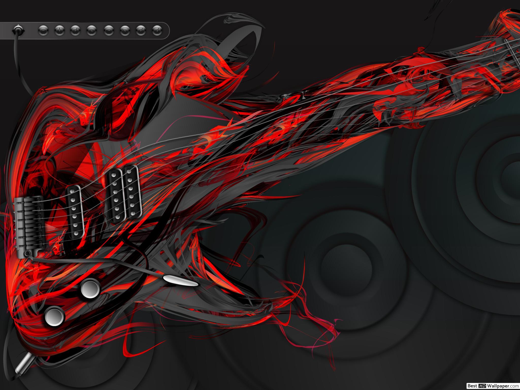 Red And Black Guitar - HD Wallpaper 