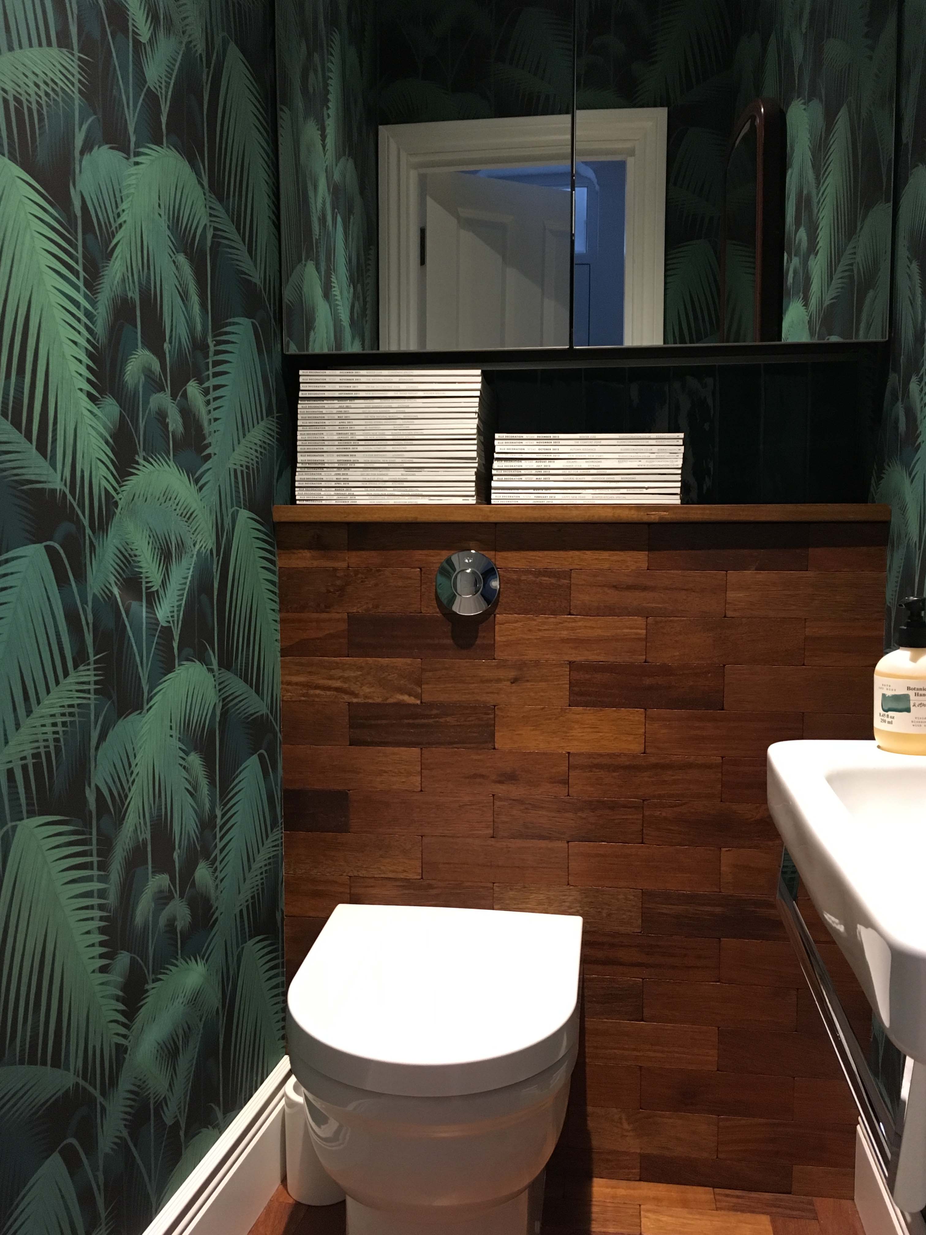 Parquet Wall And Palm Jungle Wallpaper - Downstair Cloakroom - HD Wallpaper 