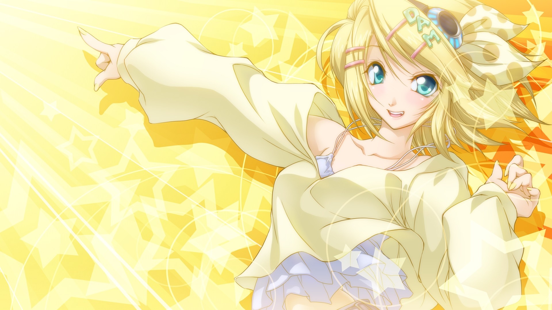 Preview Wallpaper Kagamine Rin, Girl, Star, Nail, Pin - Kagamine Rin Wallpaper Hd - HD Wallpaper 