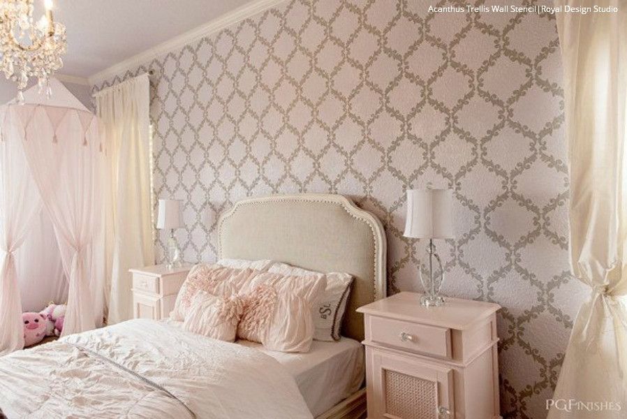 Stencil Design For Bedroom - HD Wallpaper 