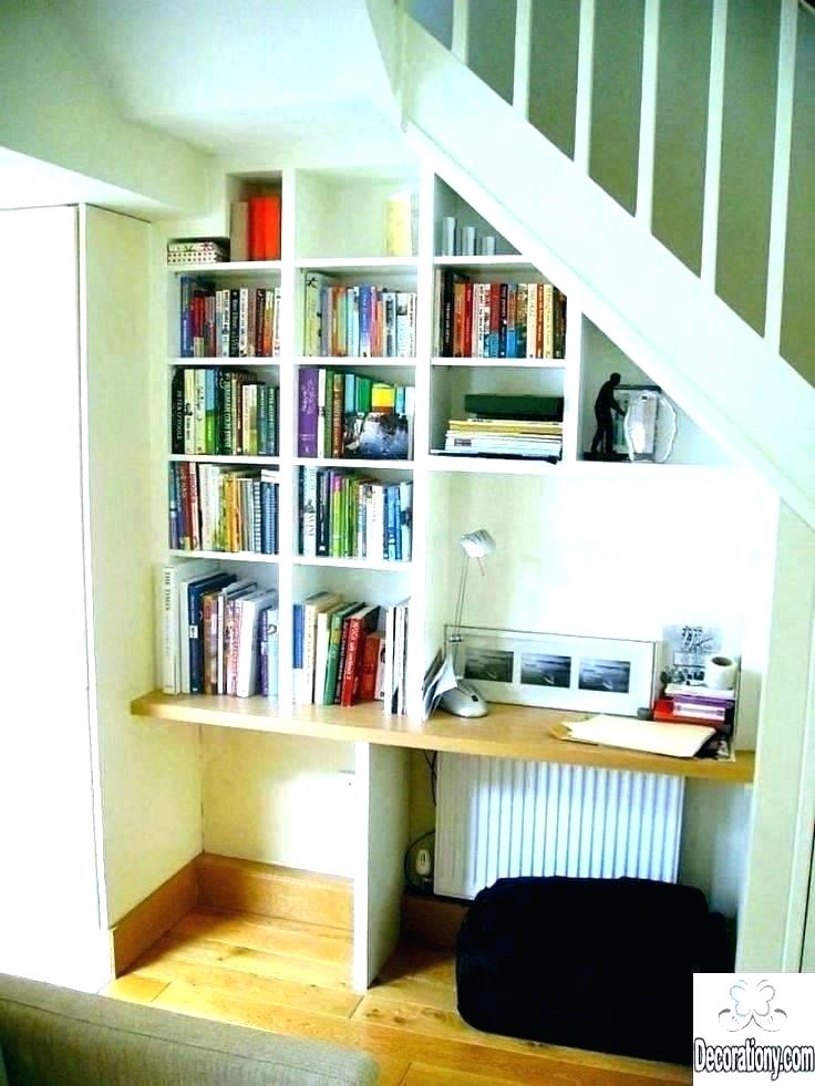 Bookcase Design Chair Bookshelves Designs For Living - Inspo For Under Stairs Space - HD Wallpaper 