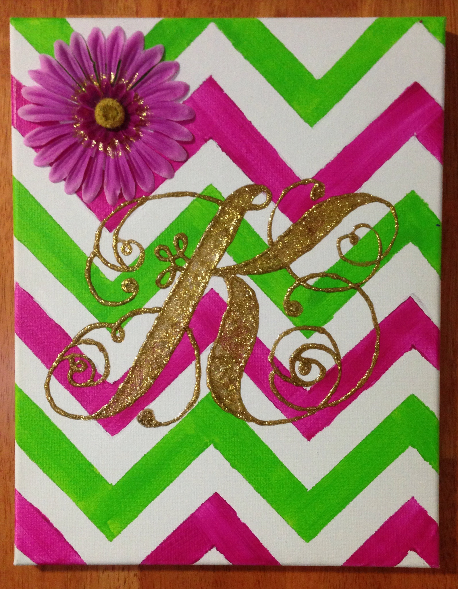 Pink And Green Chevron Painted Canvas - Glitter K - HD Wallpaper 