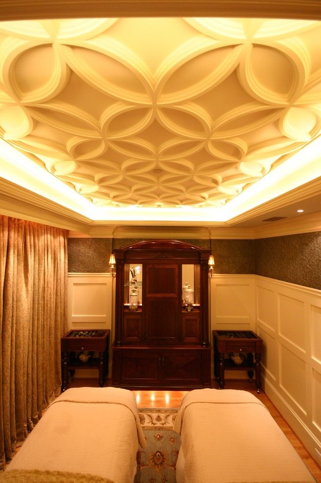 White Wainscoting And Monkey Wallpapers Ceiling Design - Ceiling - HD Wallpaper 