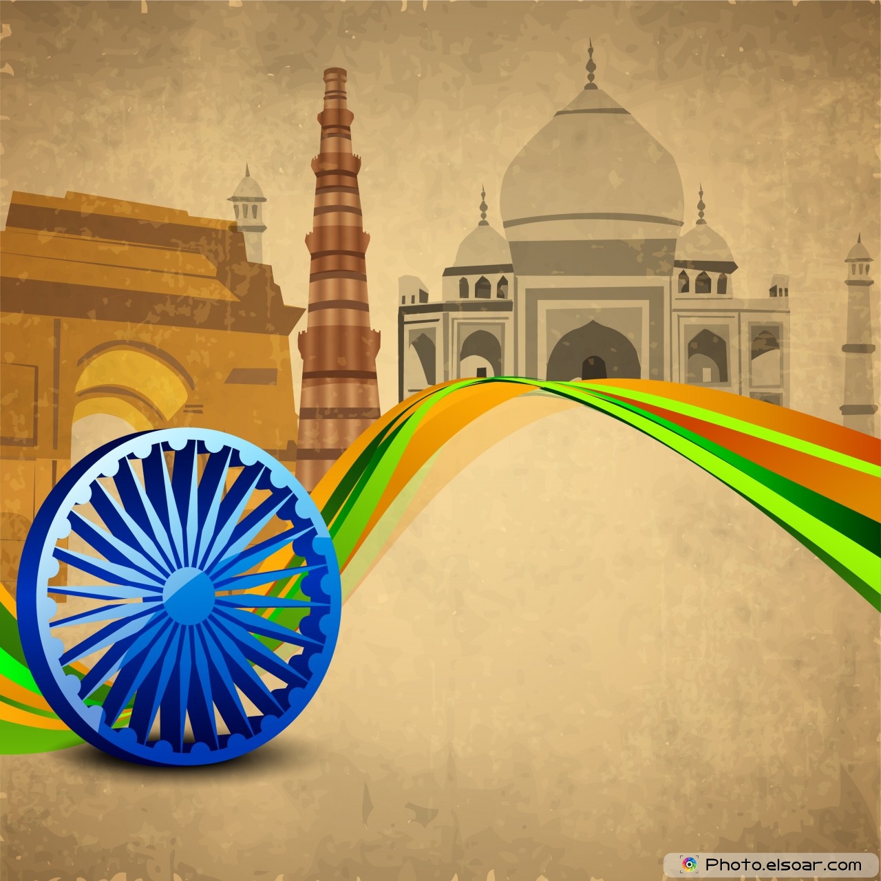 3d Ashoka Wheel With Indian National Flag - Indian Flag Independence Day - HD Wallpaper 