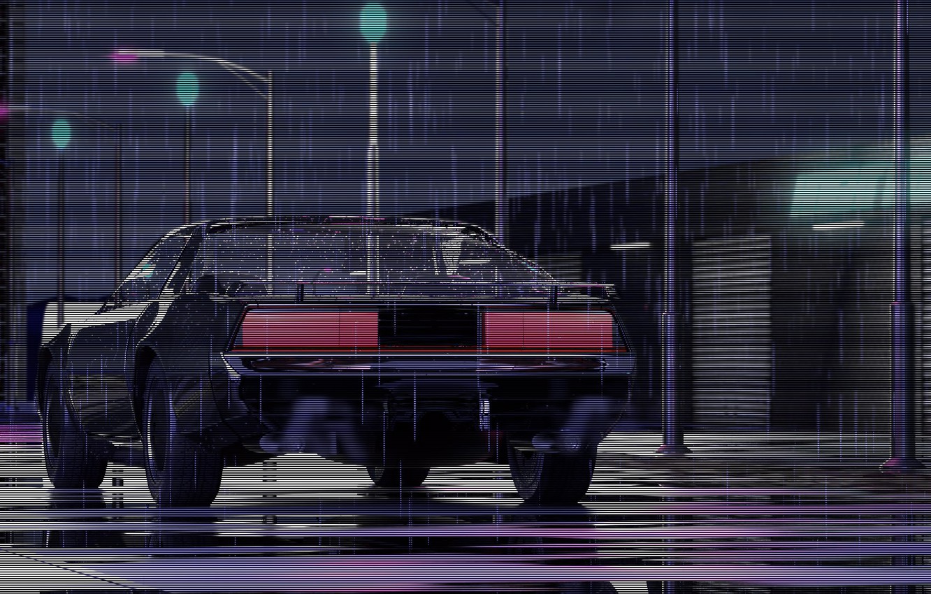 Photo Wallpaper Night, Music, The City, Machine, Rain, - Knight Rider Retro Background - HD Wallpaper 