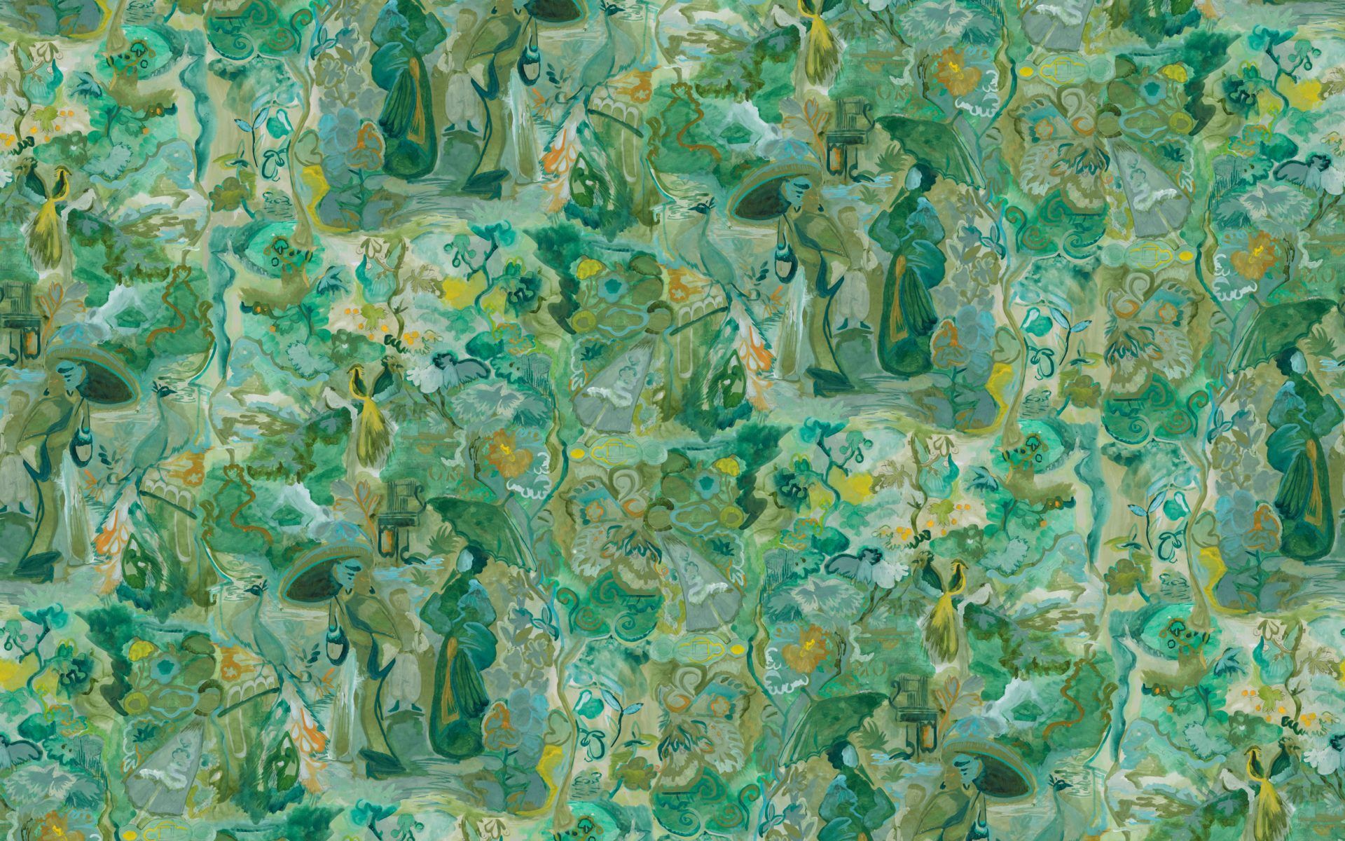 Chinoise Green - HD Wallpaper 