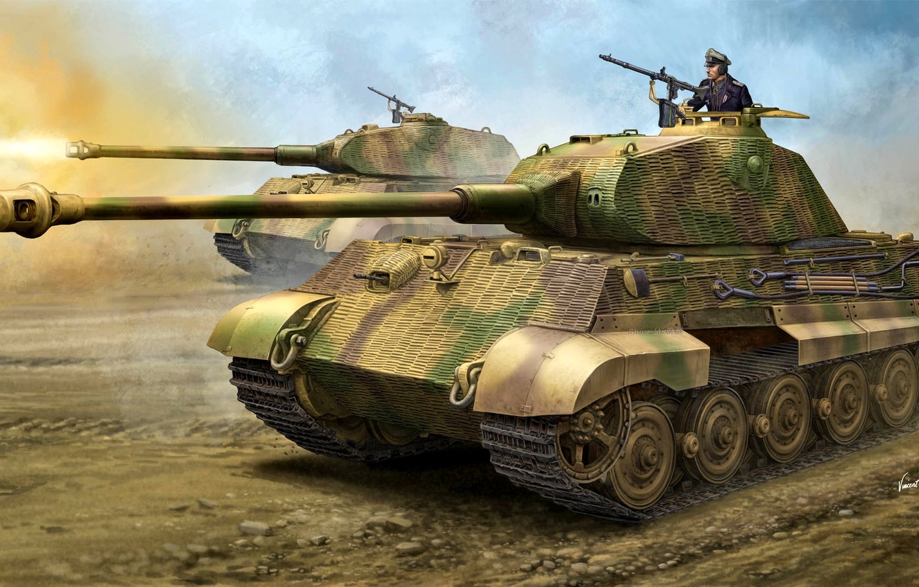 Photo Wallpaper Figure, Germany, Tank, Tiger Ii, Heavy, - King Tiger With Porsche Turret - HD Wallpaper 