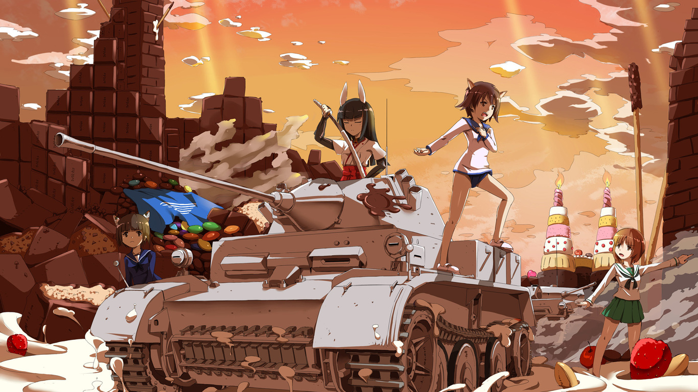 Art, Girls And Tanks, Girls Und Panzer, Strike Witches, - Minimalist Girls Und Panzer - HD Wallpaper 