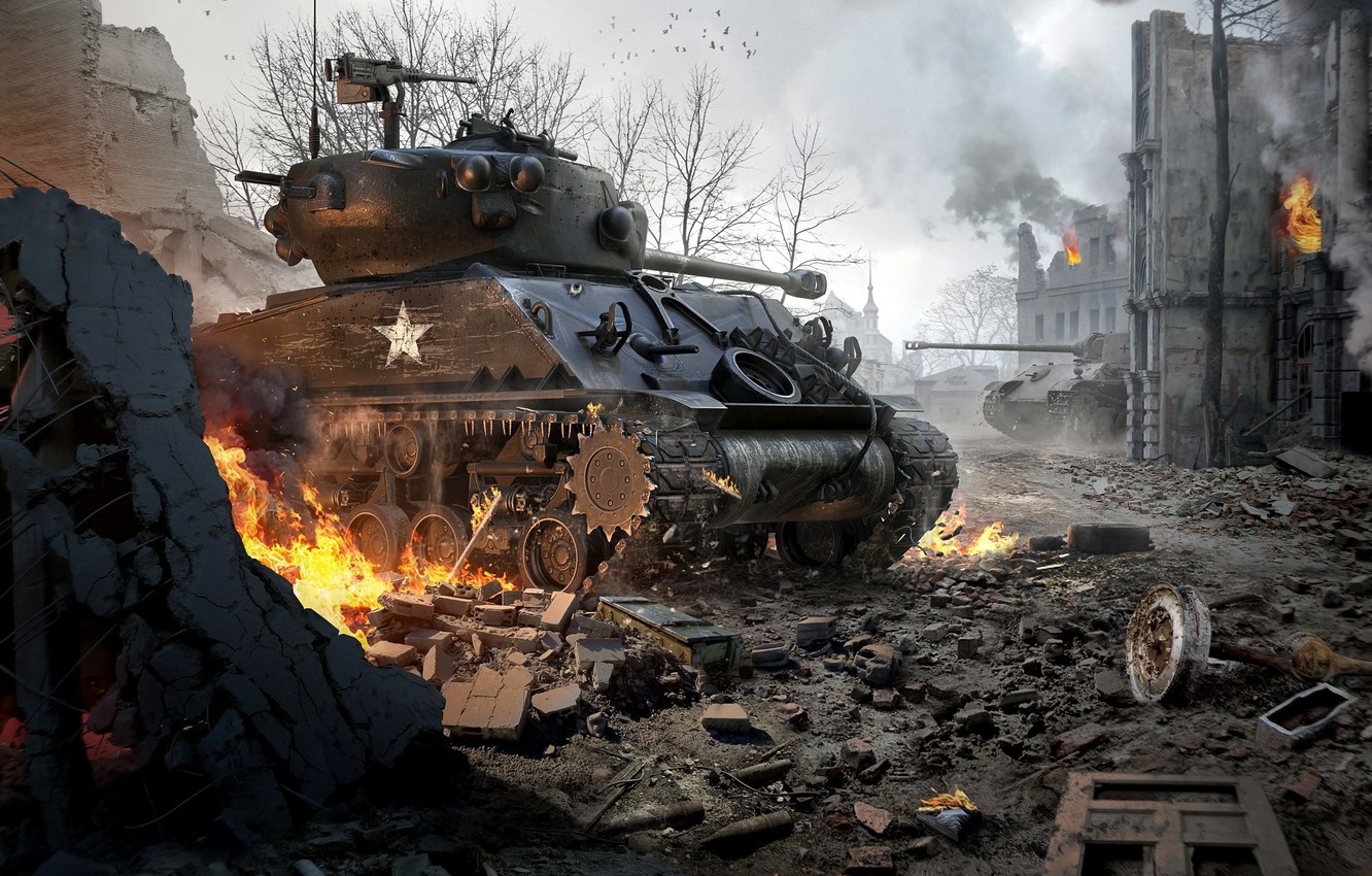 Photo Wallpaper World Of Tanks, World Of Tanks, Wargaming - War Thunder Sherman Easy 8 - HD Wallpaper 