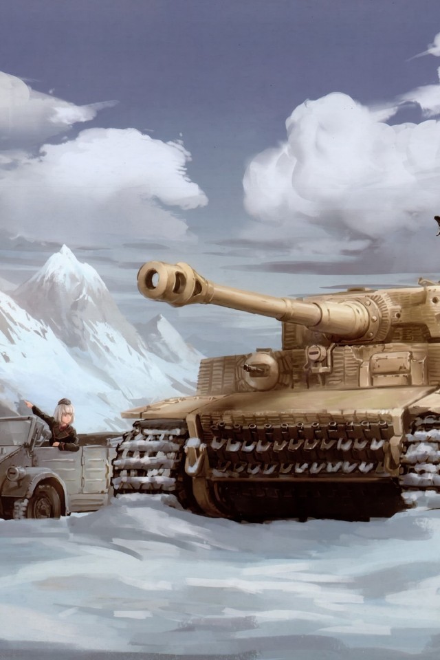 Anime Girls, Clouds, Winter, Tank, Girls Und Panzer - Girl Und Panzer Meme - HD Wallpaper 