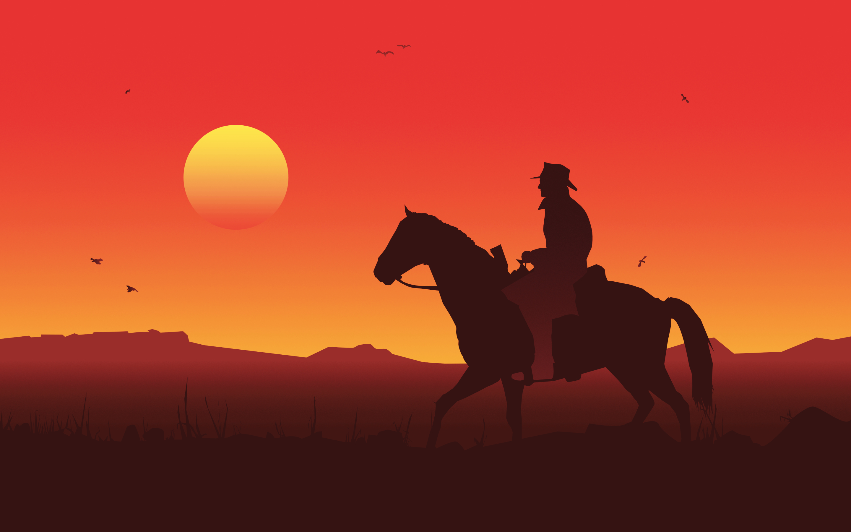 Wallpaper Of Red Dead Redemption 2, Video Game, Minimalism - Red Dead Redemption 2 Wallpaper 4k - HD Wallpaper 
