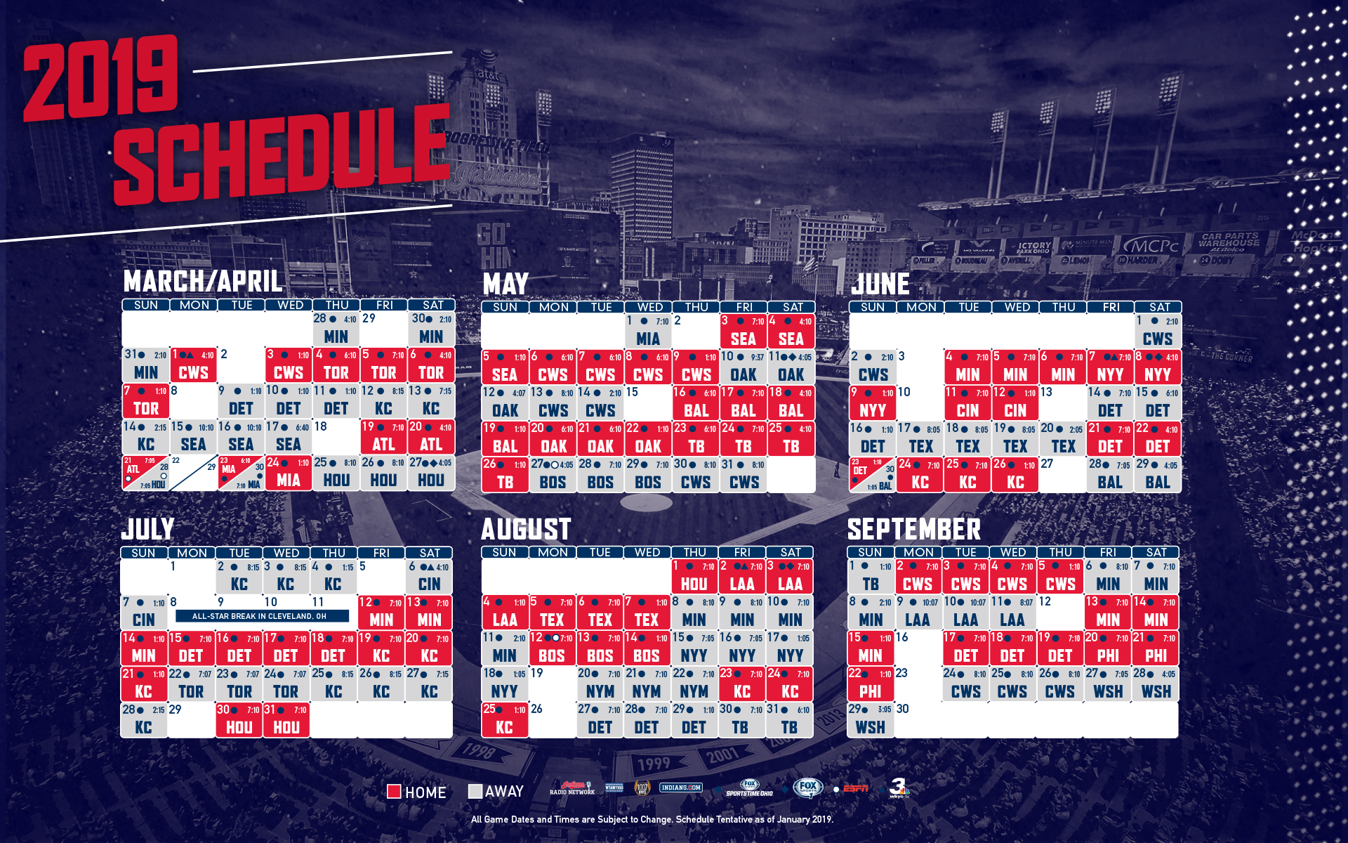 2019 Cleveland Indians Schedule - HD Wallpaper 