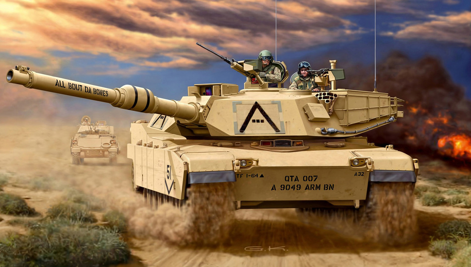 Art, American, Abrams, M1 A1h1, Main, Combat, Tank - M1 Abrams - HD Wallpaper 