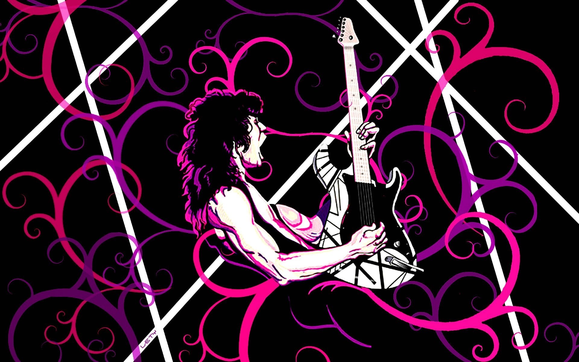 Van Halen Hard Rock Heavy Metal Clic Guitar Psychedelic - Eddie Van Halen - HD Wallpaper 