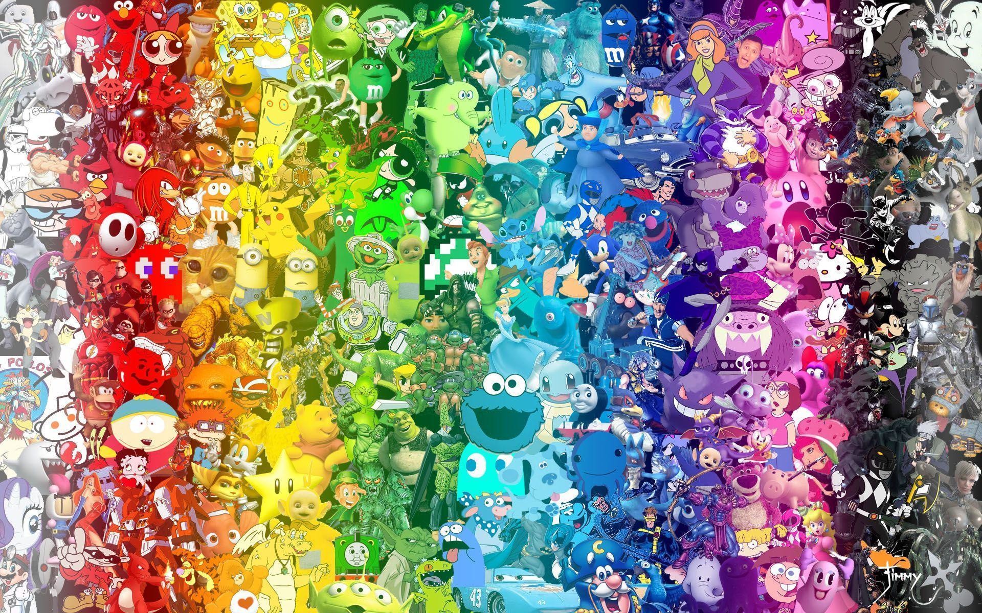 Rainbow Pop Culture Characters Collage - HD Wallpaper 