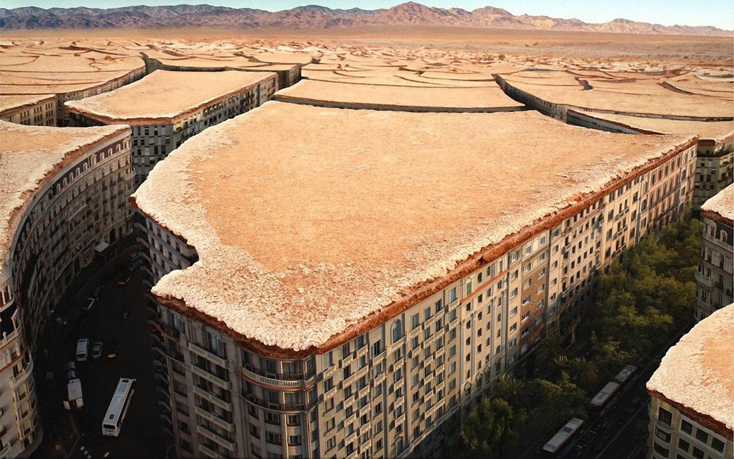 City That Looks Like Desert From Above - HD Wallpaper 