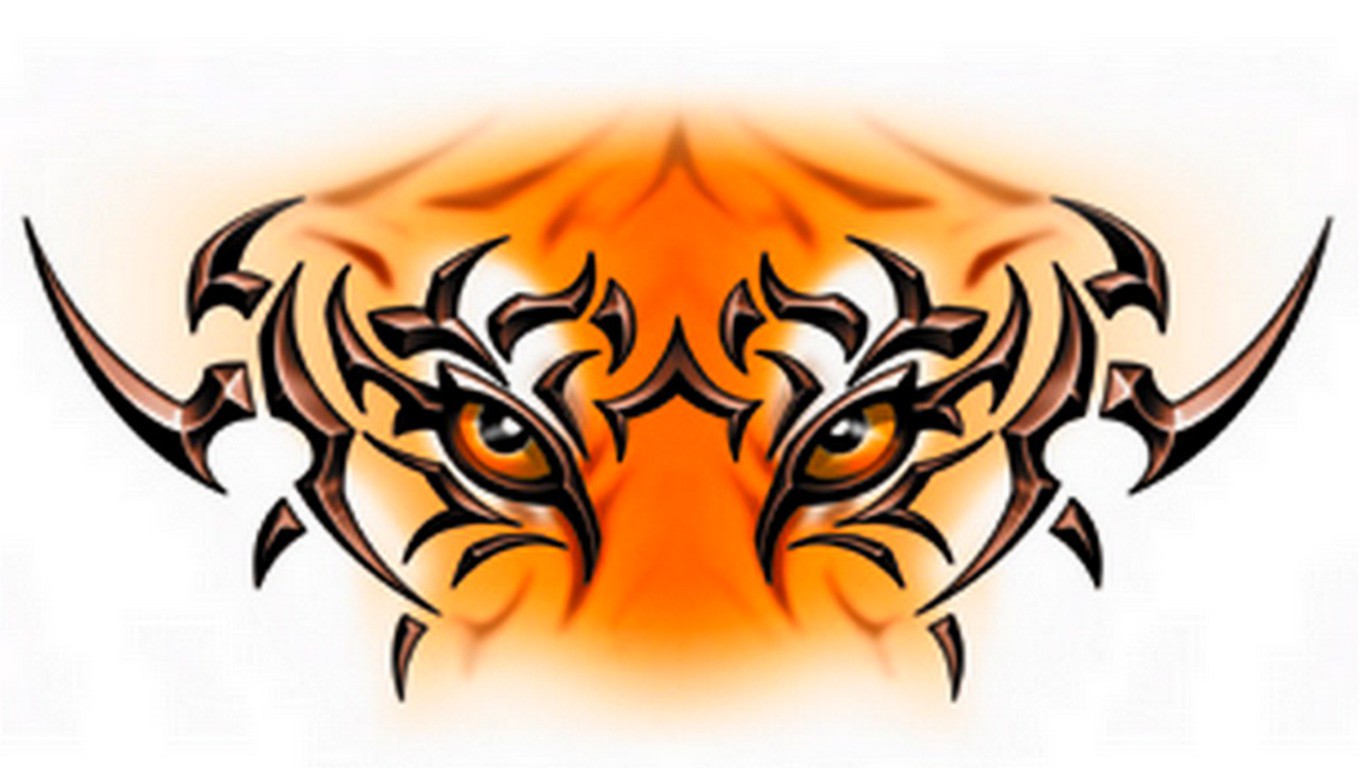 Free Tiger Tattoo Wallpaper Download The - Tribal Tiger Eyes Tattoo -  1360x768 Wallpaper 