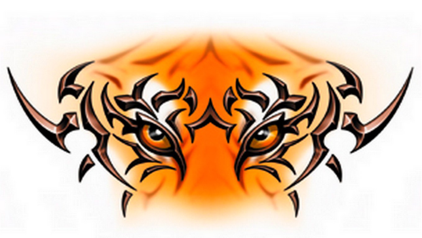 Free Tiger Tattoo Wallpaper Download The - Tribal Tiger Eyes Tattoo - HD Wallpaper 