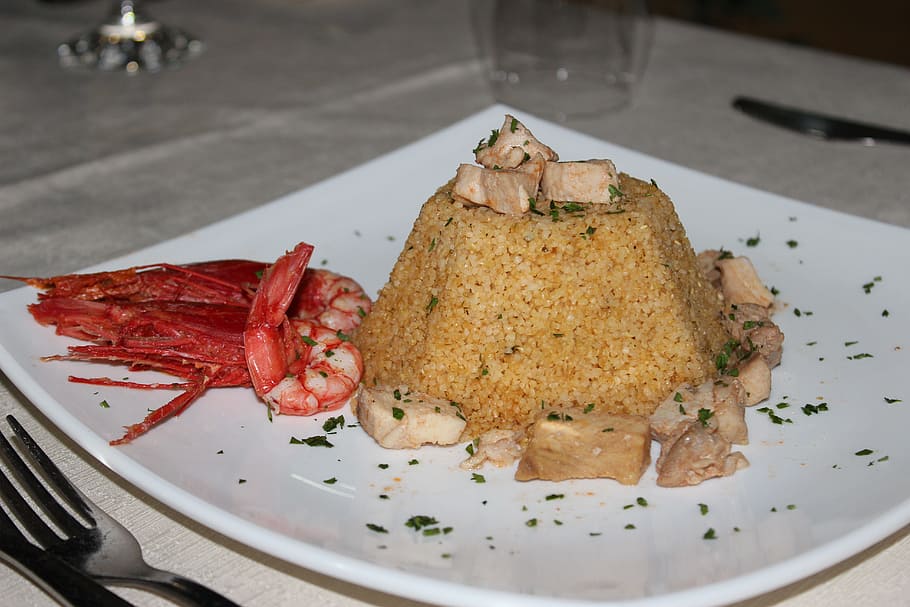 Cous Cous, Dish, Fish, Prawn, Food, Arabic Cuisine, - Couscous - HD Wallpaper 