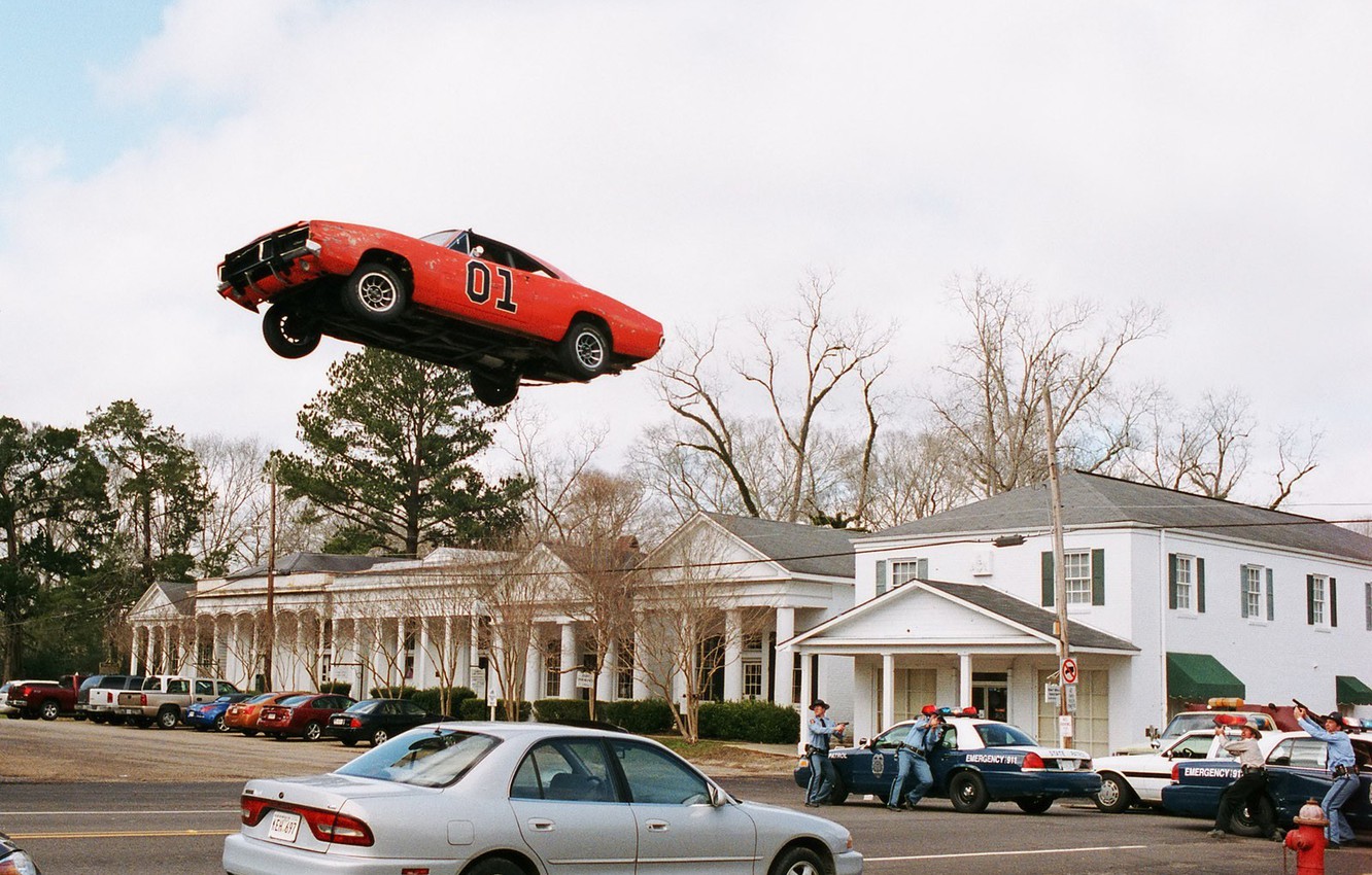 Photo Wallpaper Home, Jump, Machine, Police, Dukes - General Lee Car Jumping - HD Wallpaper 
