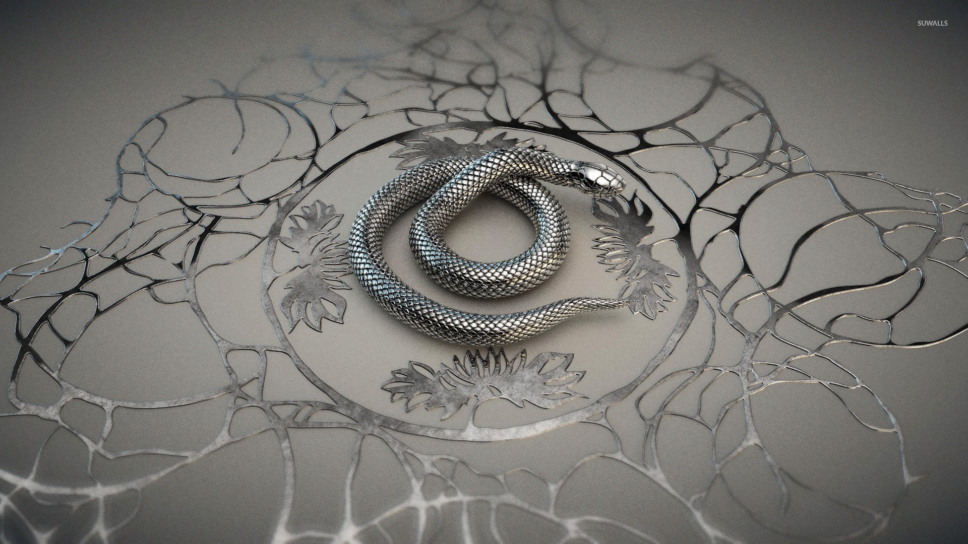 White Snake Wallpaper Art - HD Wallpaper 