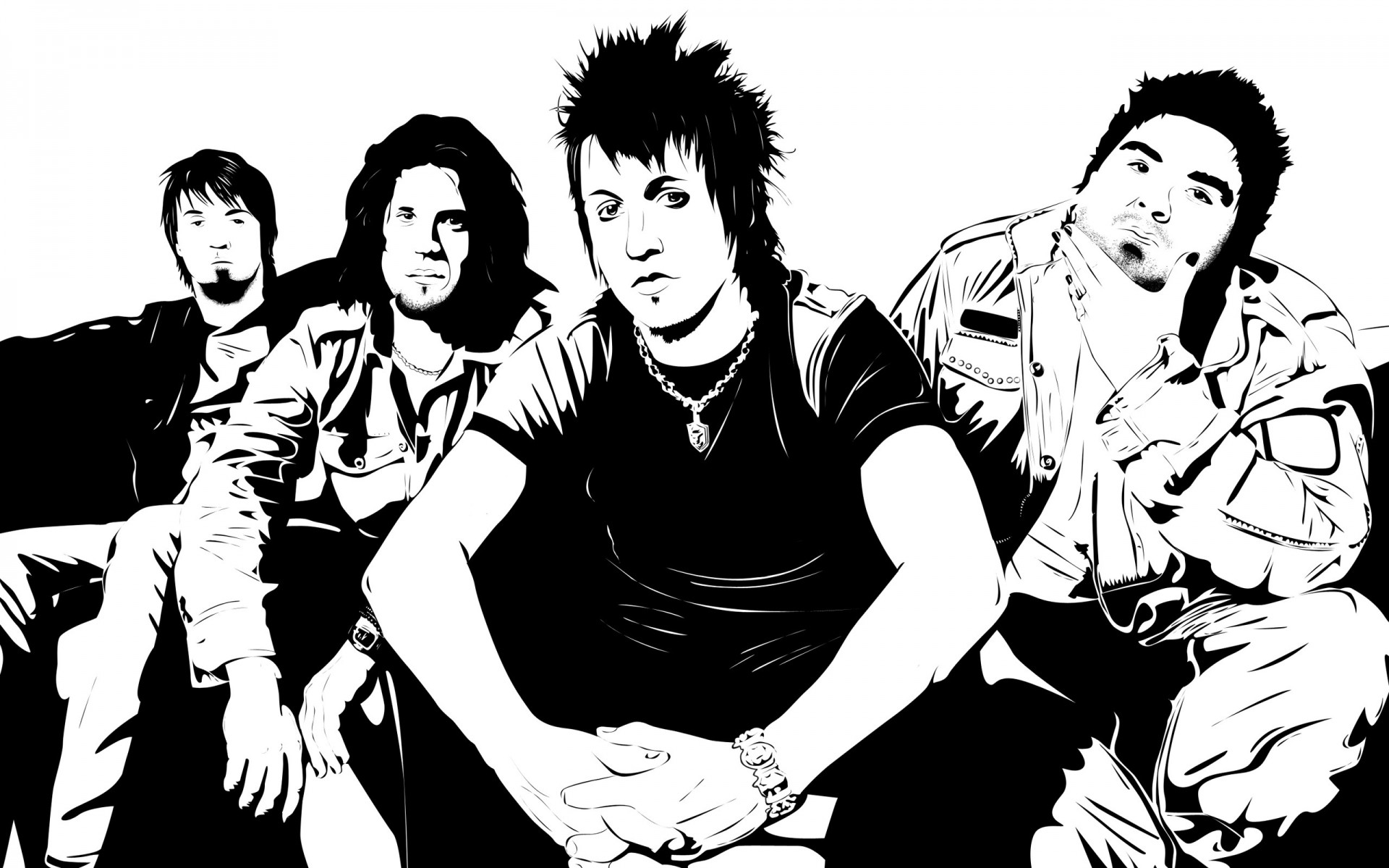 Bands Woman Group Man Monochrome Adult Portrait Music - Papa Roach Vector - HD Wallpaper 