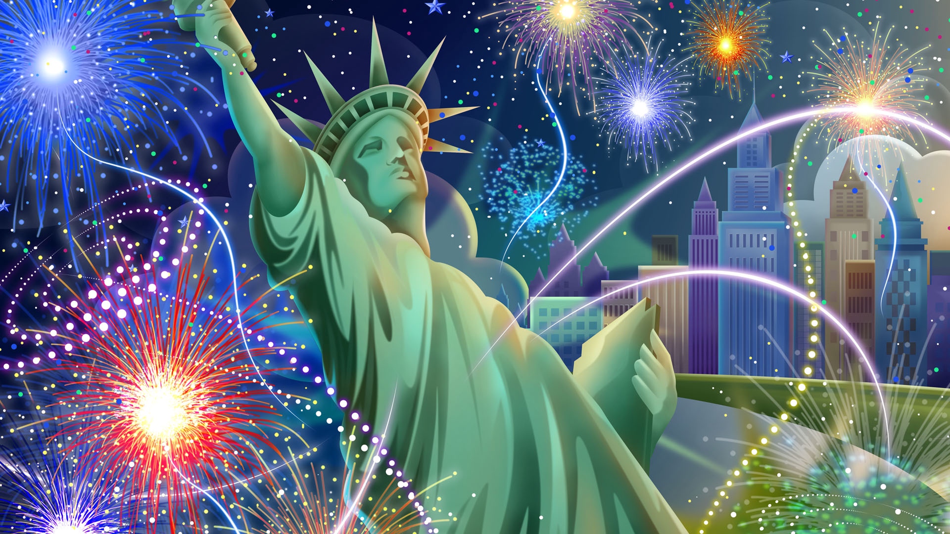 Wallpaper Independence Day, California, Statue Of Liberty, - Statue Of Liberty At Independence Day - HD Wallpaper 