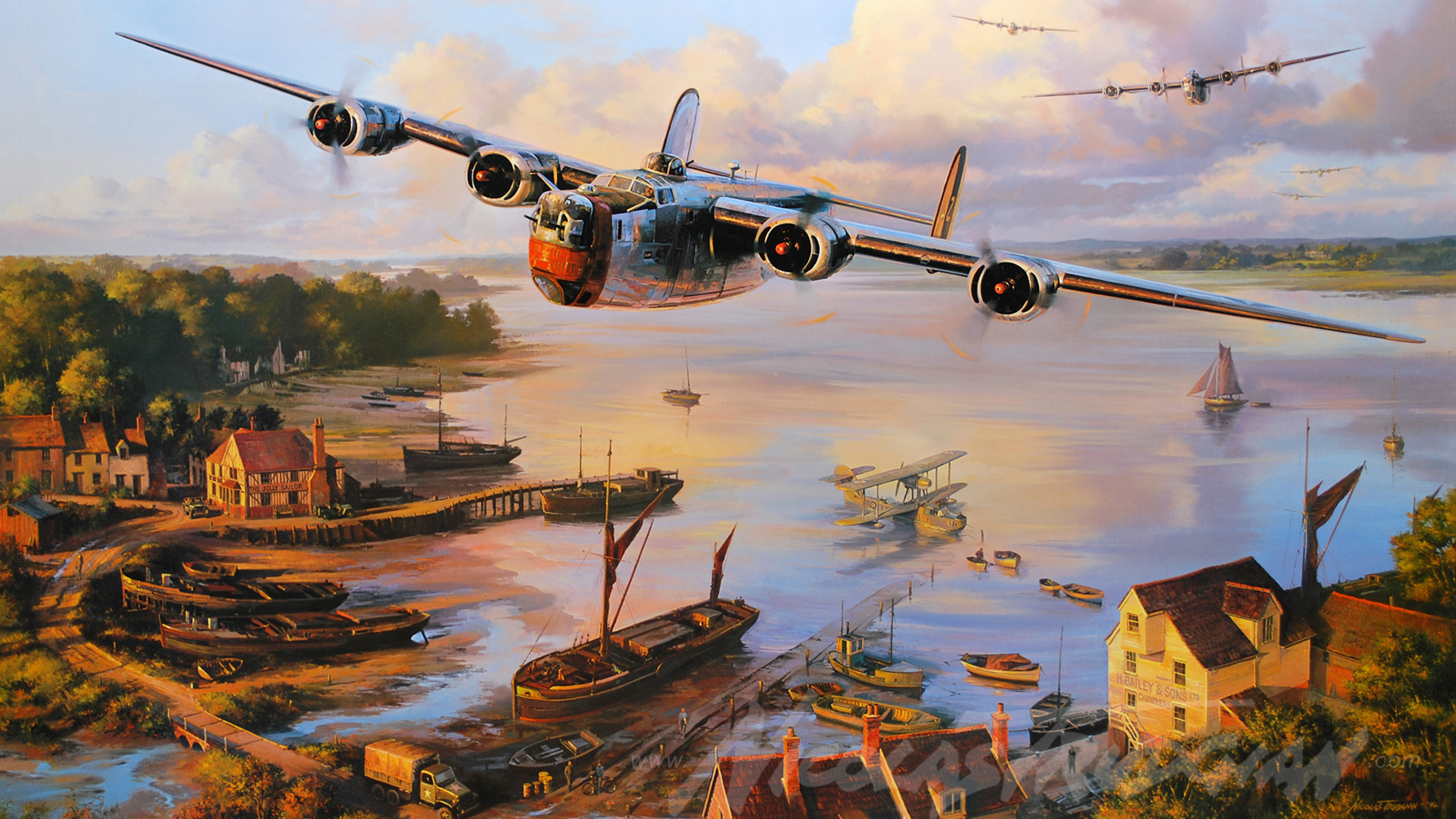 Aviation, B24 Liberator, Art, War, Airplane, Dogfight, - Nicolas Trudgian Safe Haven - HD Wallpaper 