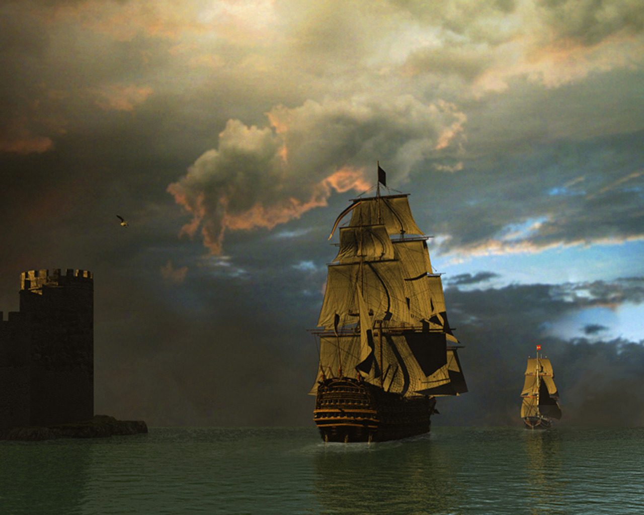 Old Ships - Old Ships Landscape - HD Wallpaper 