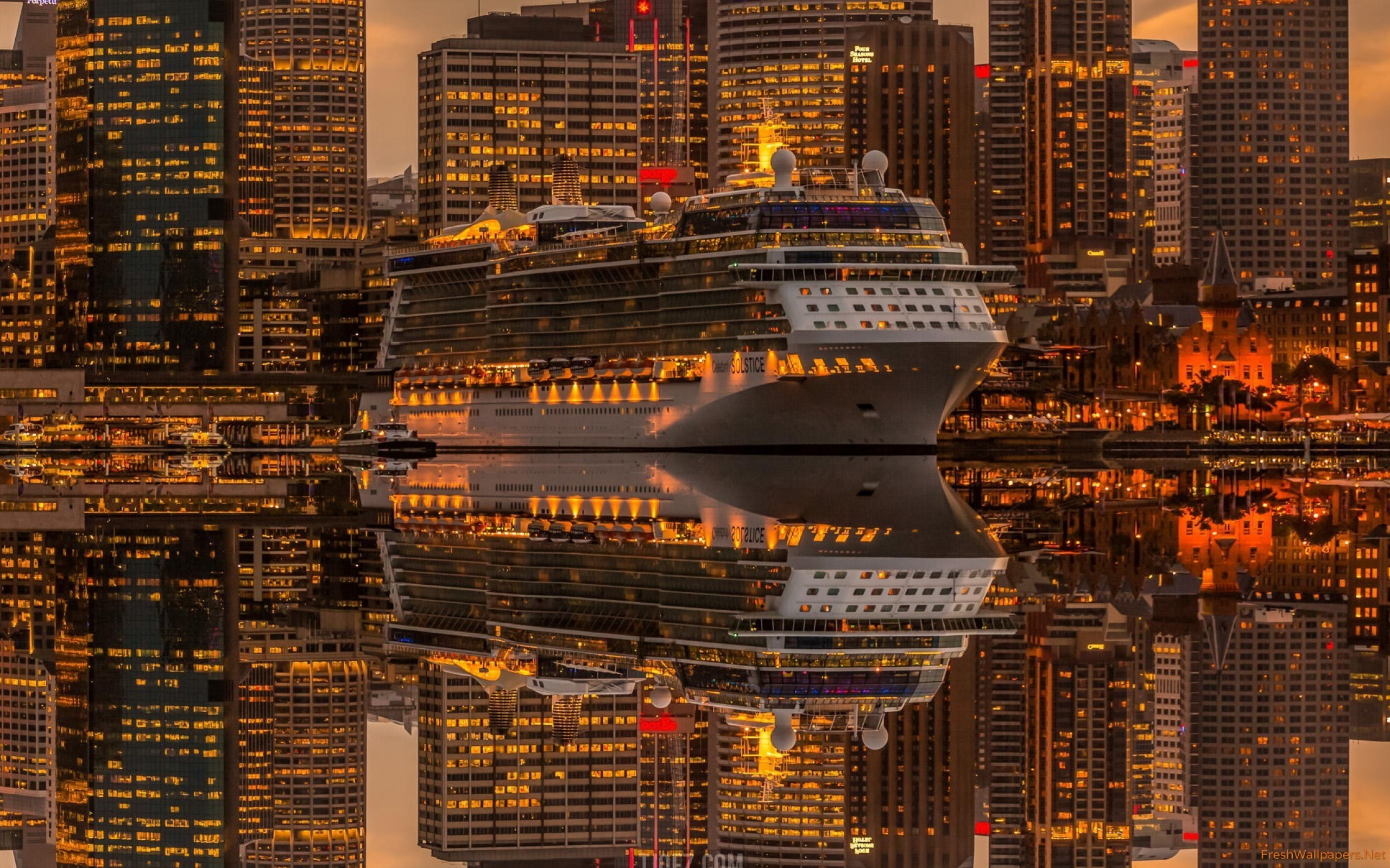 Sunset Hd Cruise Ship - HD Wallpaper 