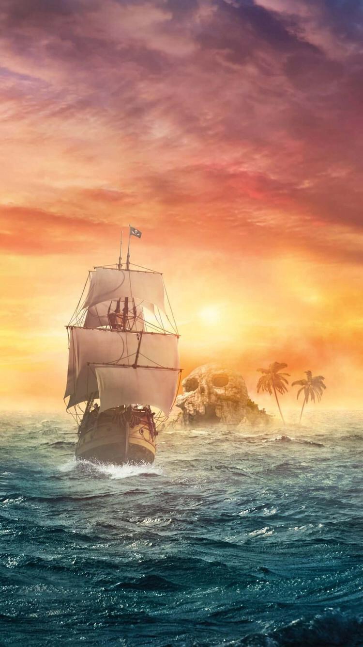 Pirate Ship Wallpaper Iphone - HD Wallpaper 