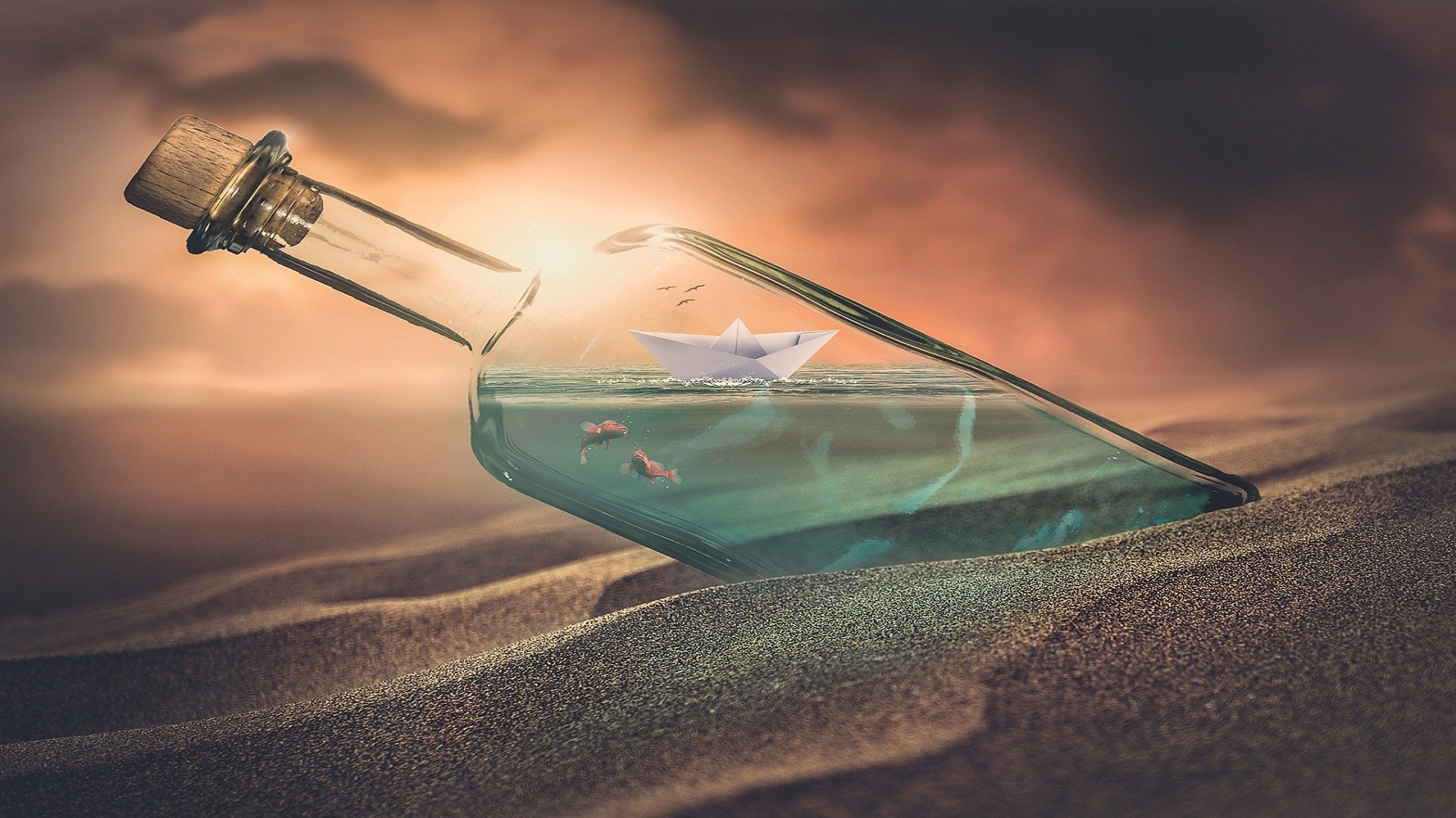Ship In A Bottle Background - HD Wallpaper 