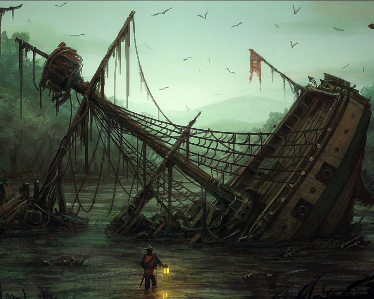 Ship Wreck Pirate Ship - HD Wallpaper 