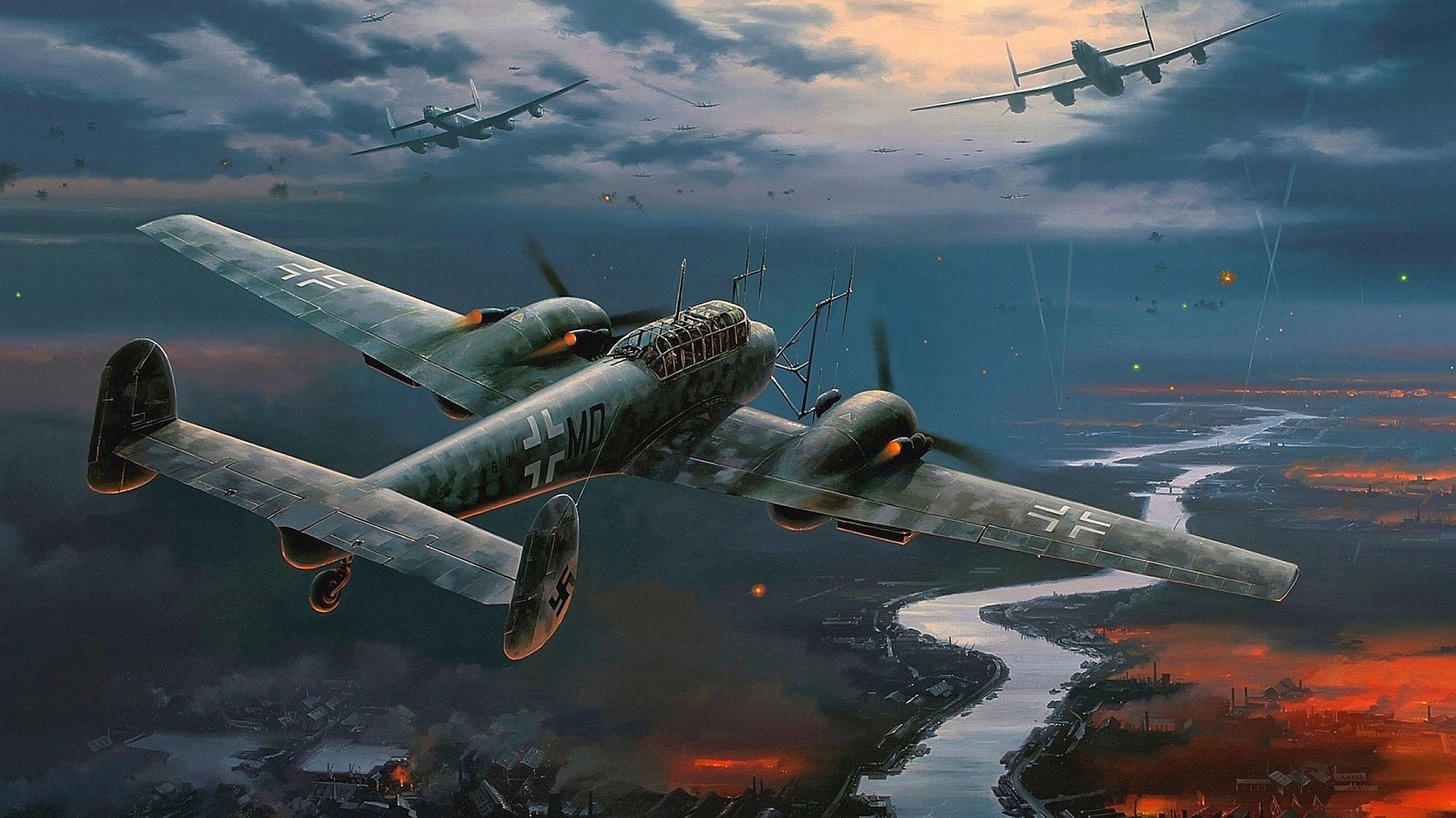 Bombers In The Moonlight - HD Wallpaper 