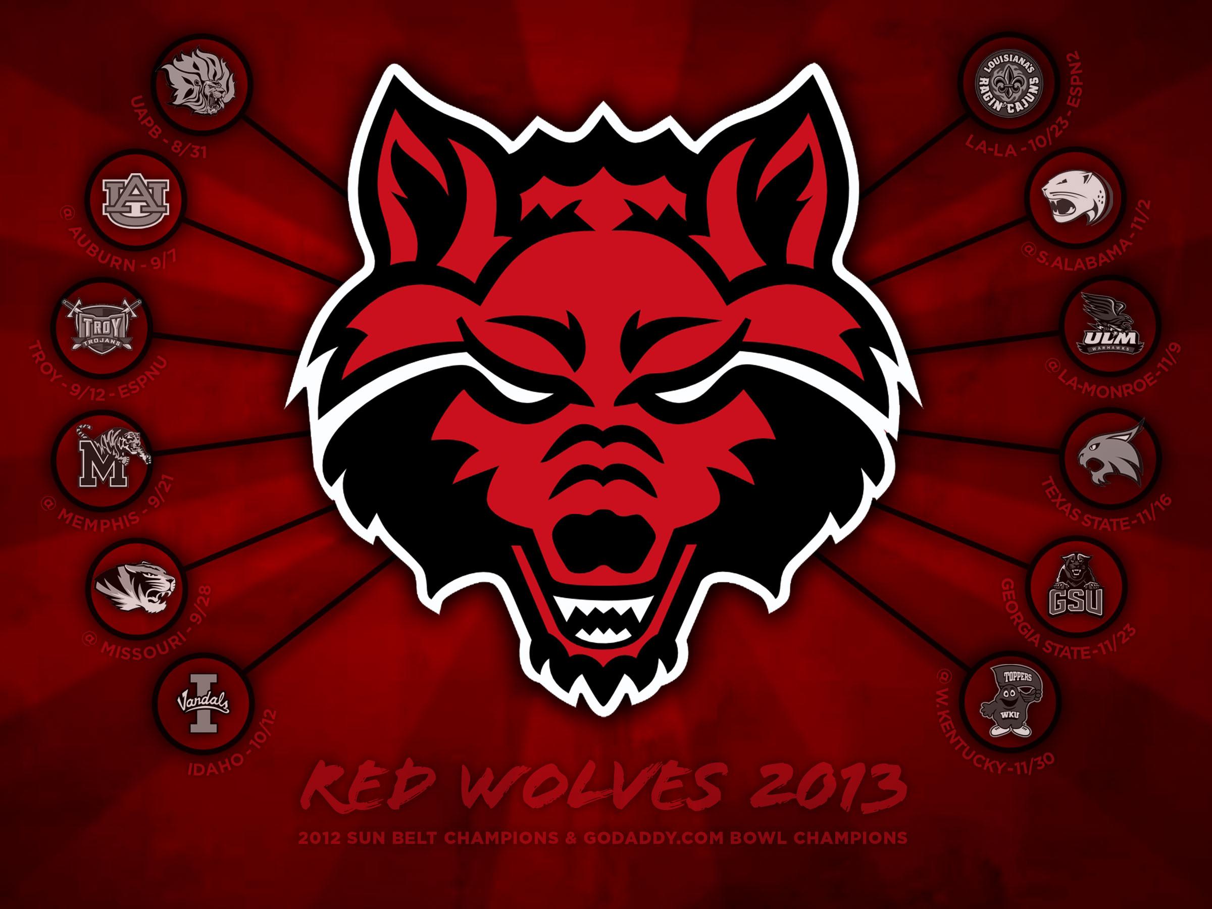 Razorback 2013 Schedule Wallpaper - All Red Wolf Logo - HD Wallpaper 