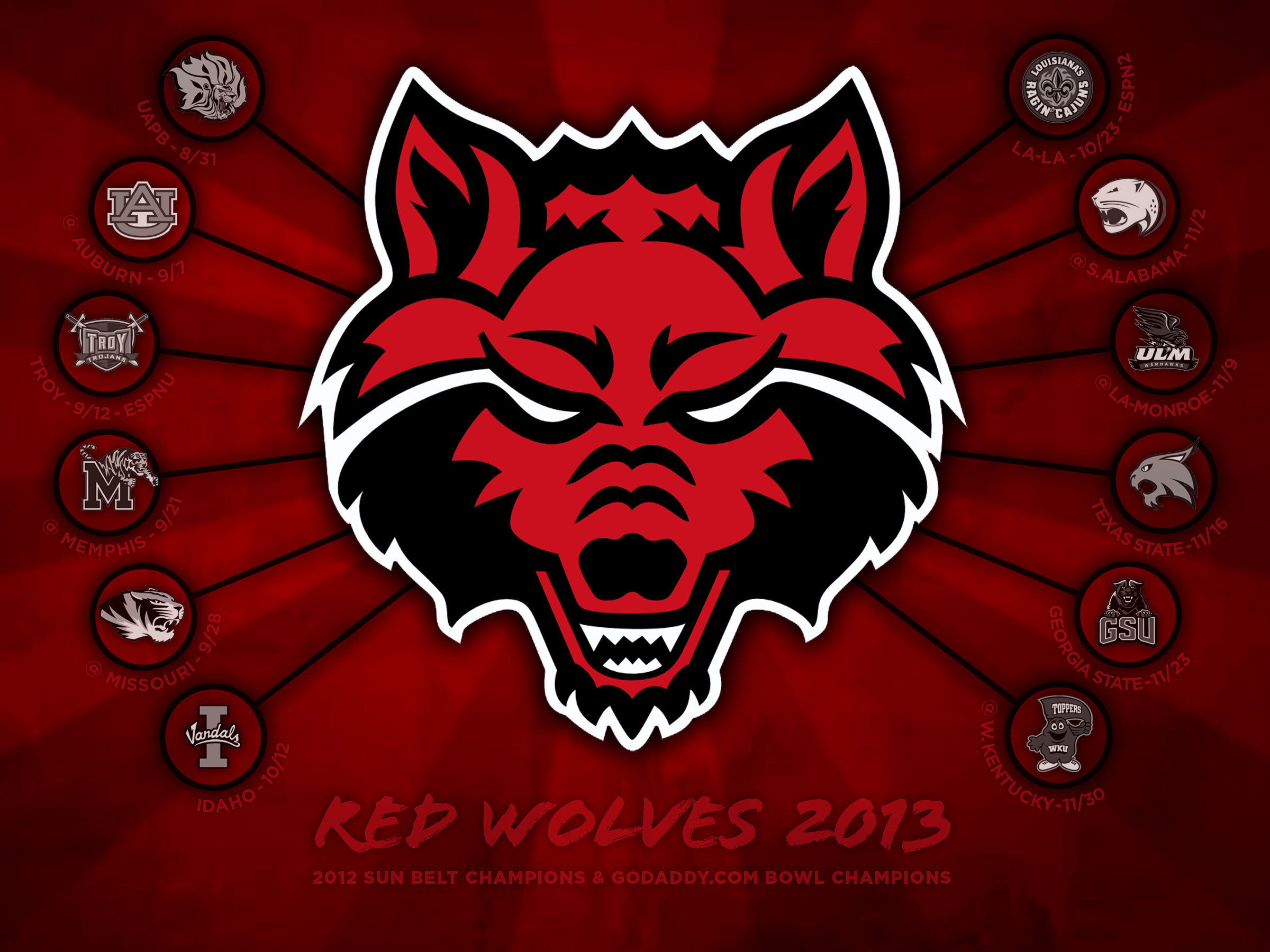 Razorback 2013 Schedule Wallpaper - All Red Wolf Logo - 2400x1800 ...