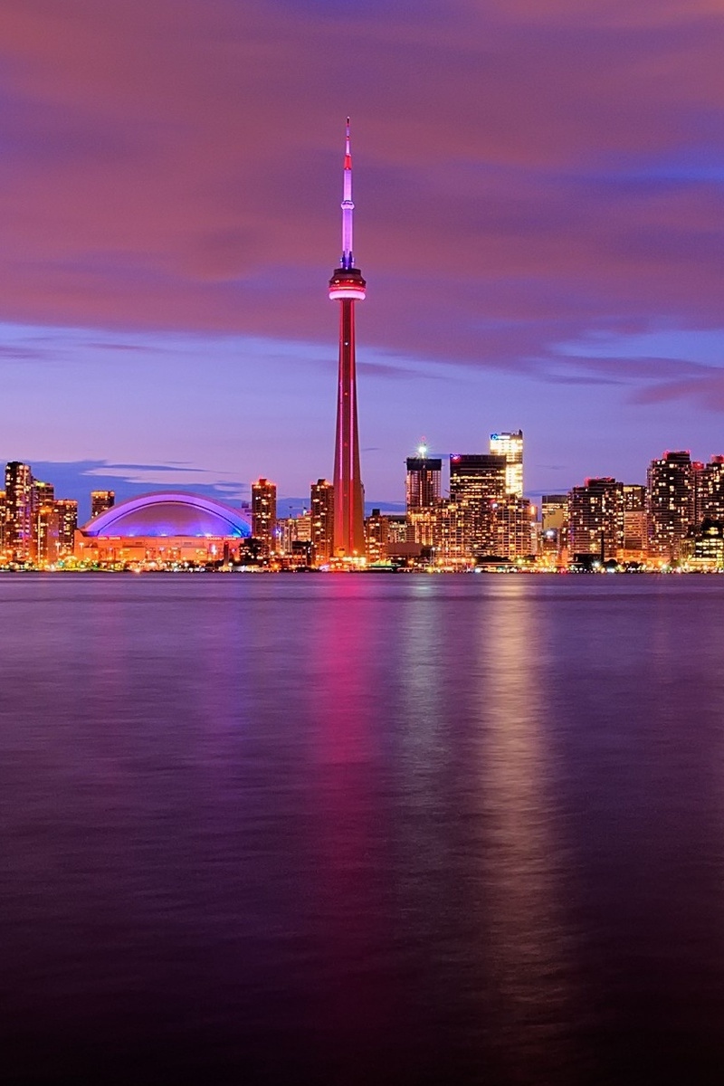 Wallpaper Canada, Night, Water, Tower, Lights, Toronto - Canada Wallpapers For Iphone - HD Wallpaper 