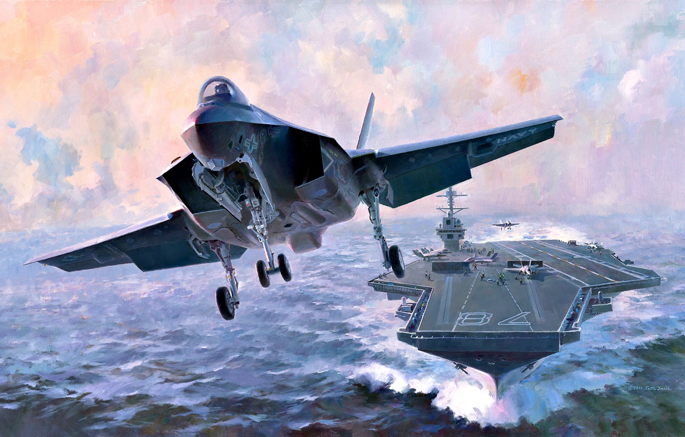 Photo Wallpaper Usa, Lightning Ii, The Carrier, F 35c, - Lockheed Martin - HD Wallpaper 