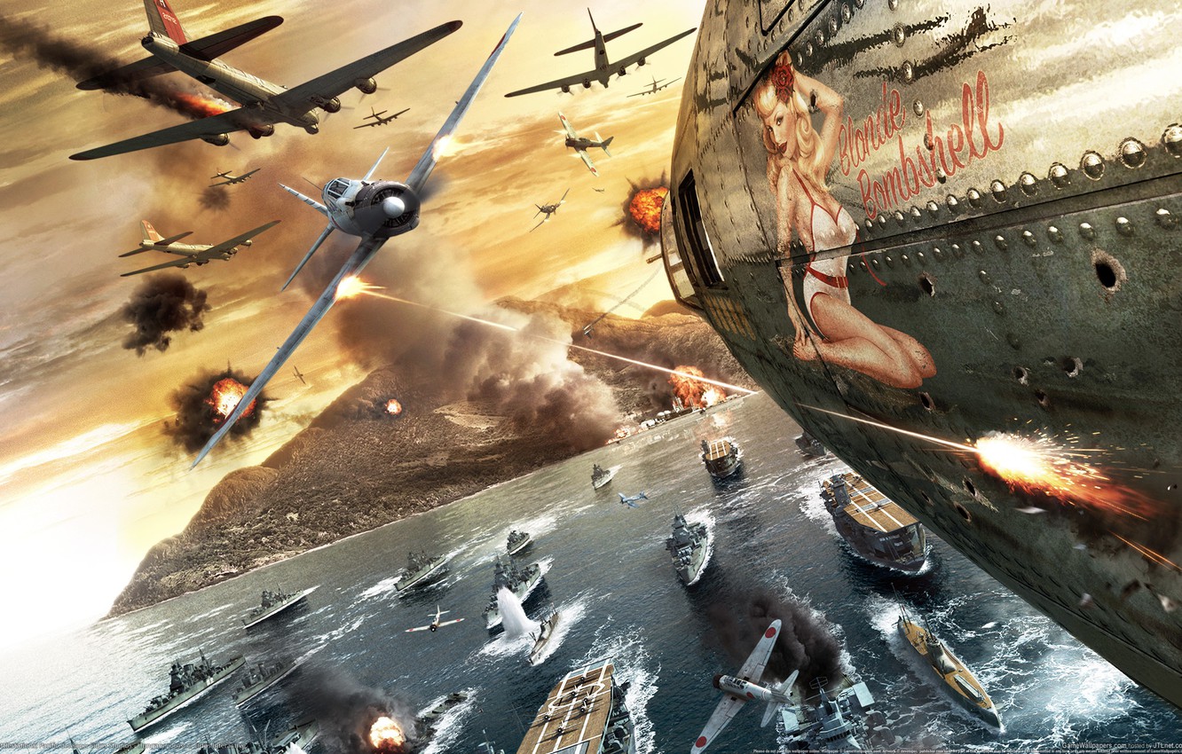 Photo Wallpaper The Plane, War, Girl, Battle - Battlestations Pacific - HD Wallpaper 