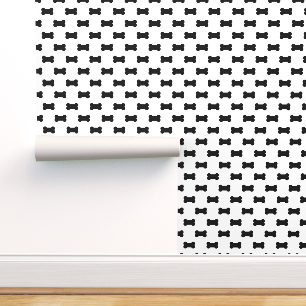 Licorice Black Dog Bones On White Durable Wallpaper - Dalmatian - HD Wallpaper 
