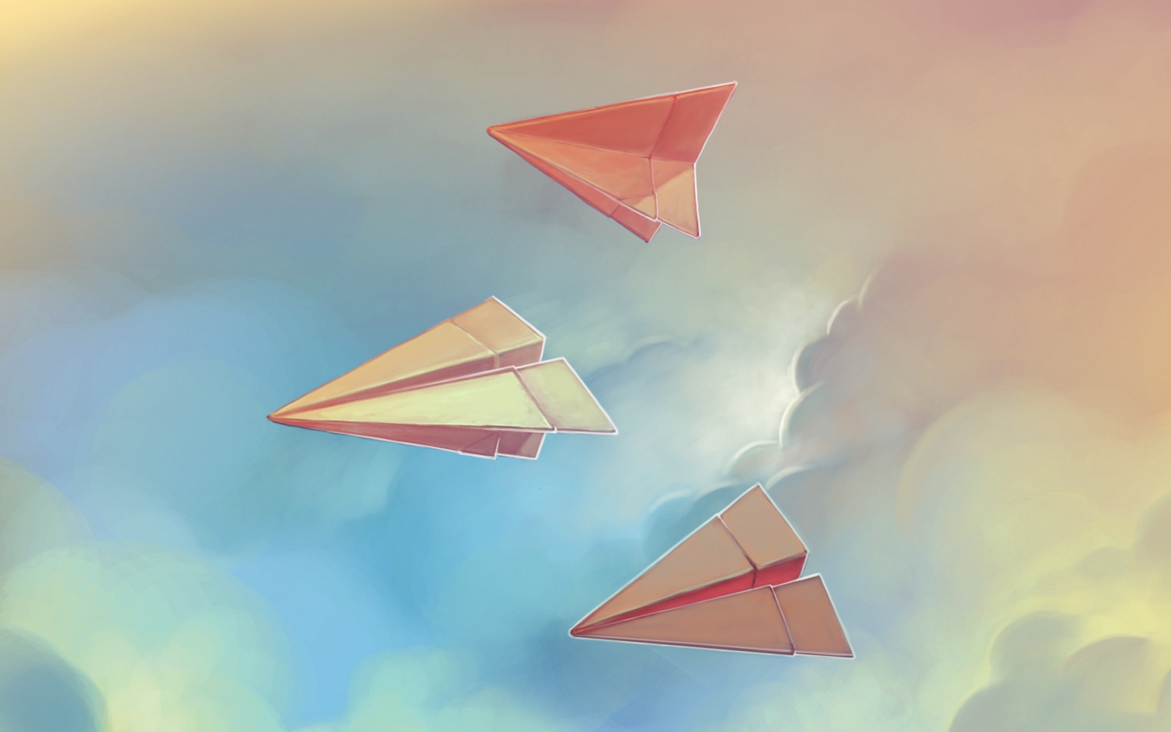 Wallpaper Paper Airplanes, Sky, Flight - Paper Airplanes Background - HD Wallpaper 
