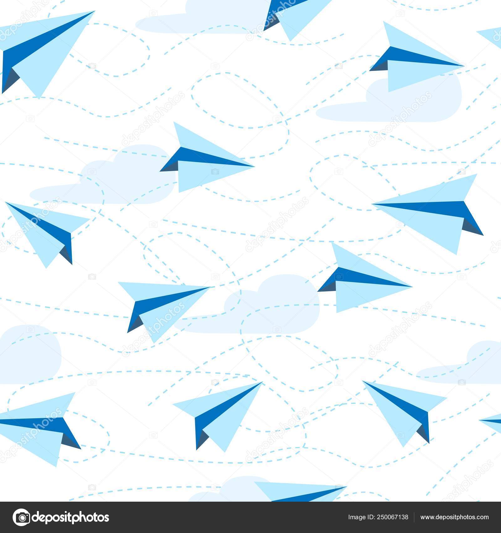 Paper Plane Background Pattern - HD Wallpaper 