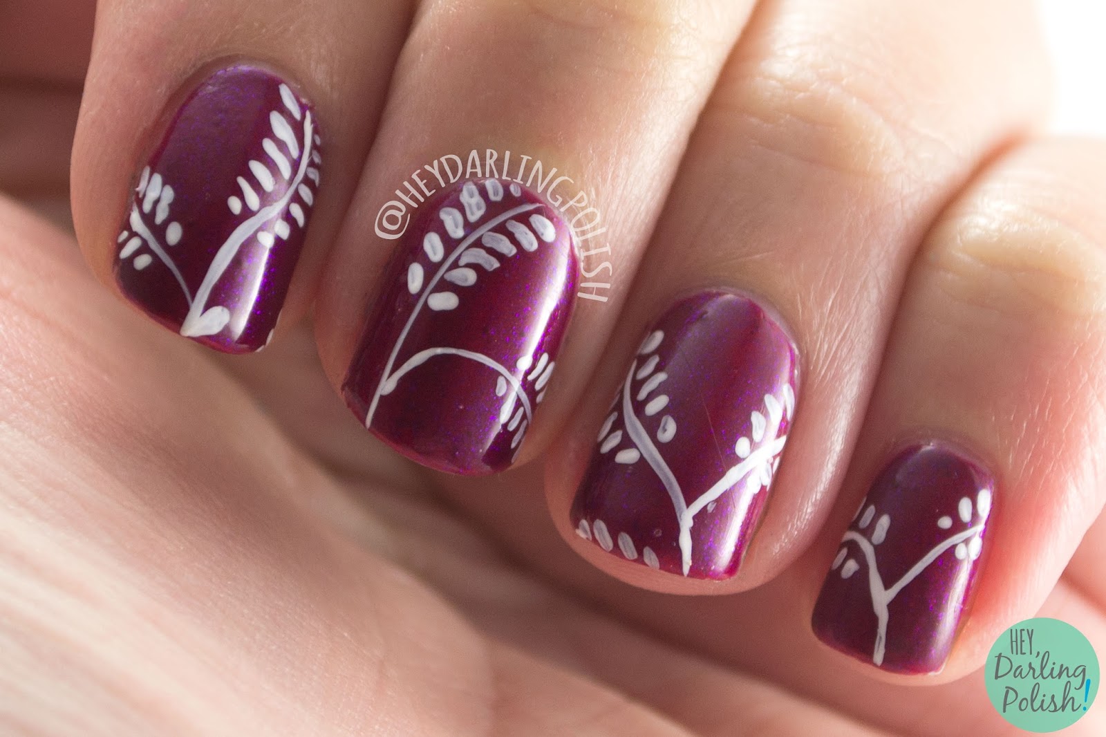 Nails, Nail Art, Nail Polish, Wallpaper, Hey Darling - Nail Art On Maroon Nail Polish - HD Wallpaper 