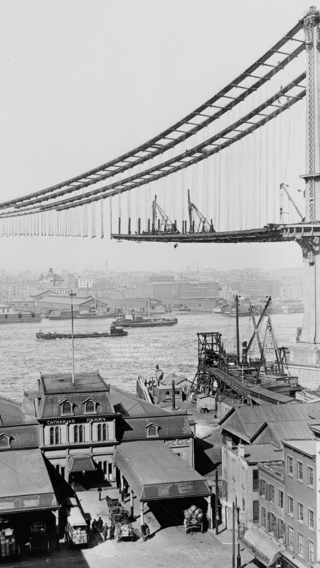Iphone Wallpaper New York-50 - Brooklyn Bridge Construction - HD Wallpaper 