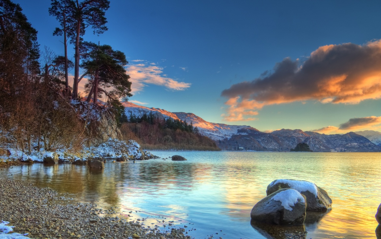 Winter Landscape Wallpapers - Mountain Lake Windows Background - HD Wallpaper 