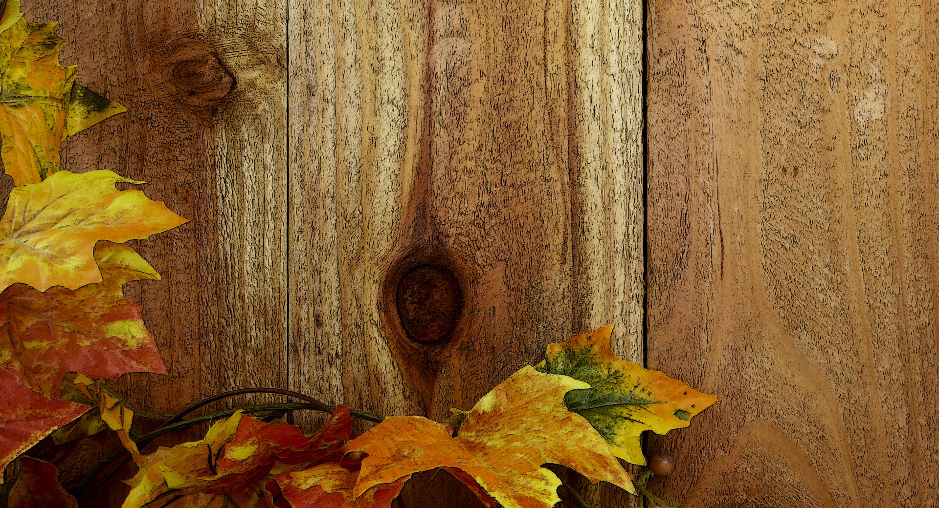 Fence & Fall Leaves Background,free Pictures, Free - Fall Leaves Wood Background - HD Wallpaper 